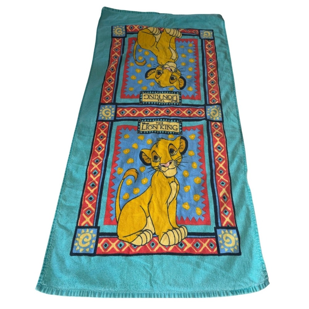 VTG 90s Disney Lion King Simba Beach Towel Brazil Cotton Kidcore Nursery Retro